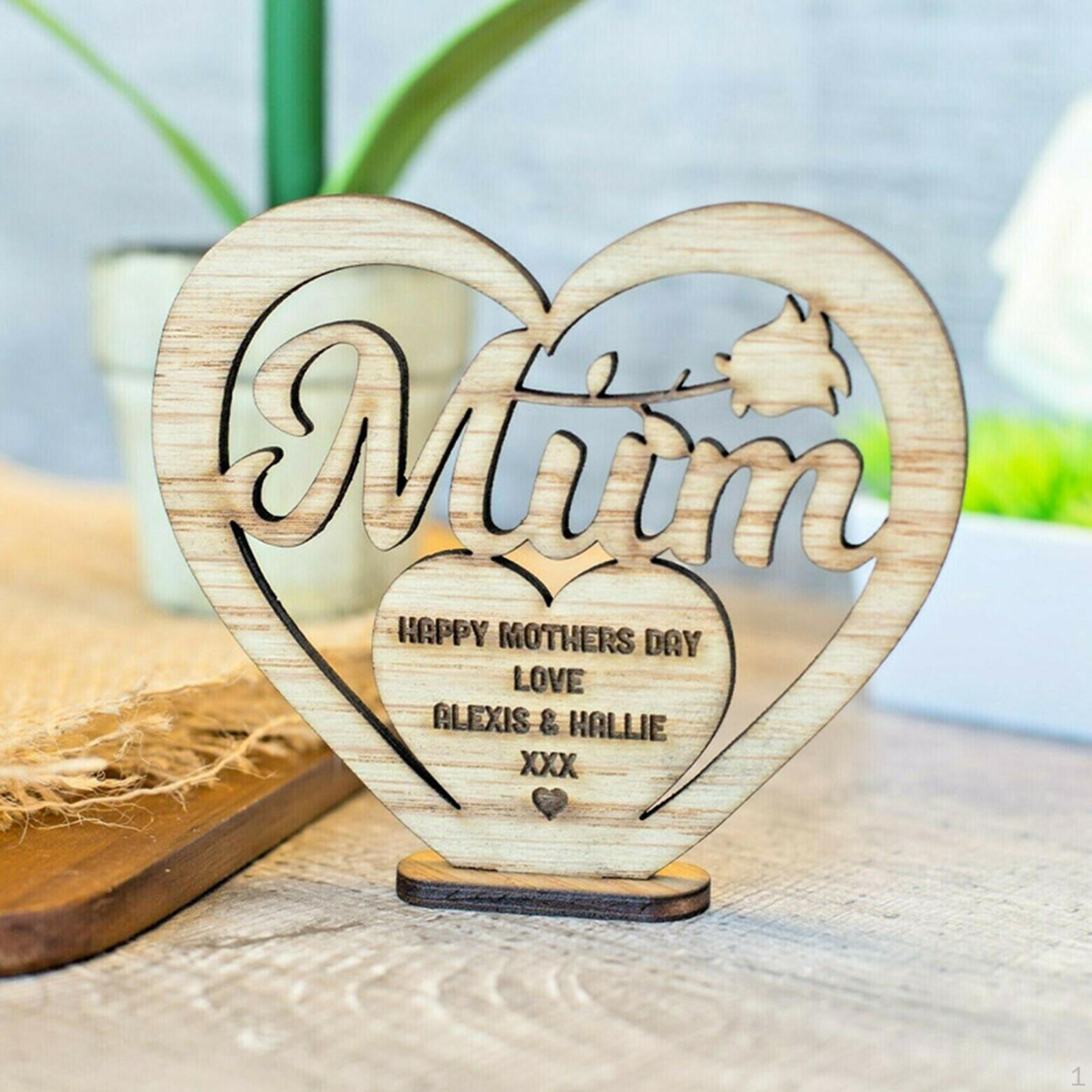 Wood Standing Hollow Heart Shaped Craft Decoration w/ Letters Gift for Day