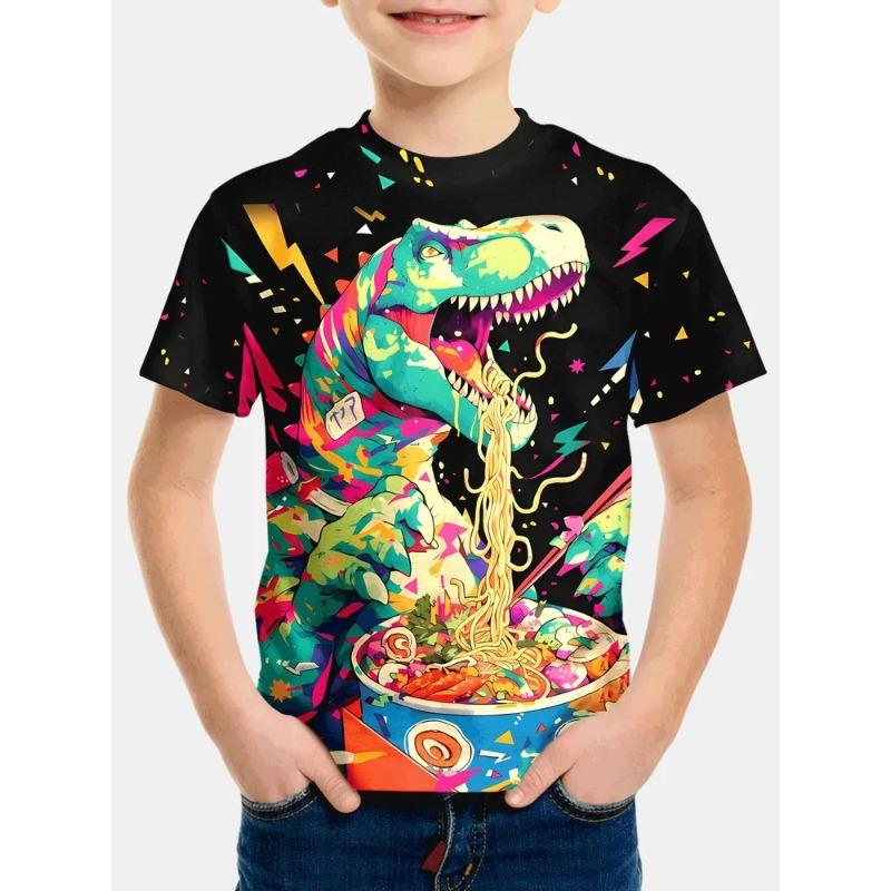 Summer Children's 3D Printed Crew Neck T-Shirt Fashion Versatile Trend Breathable Casual