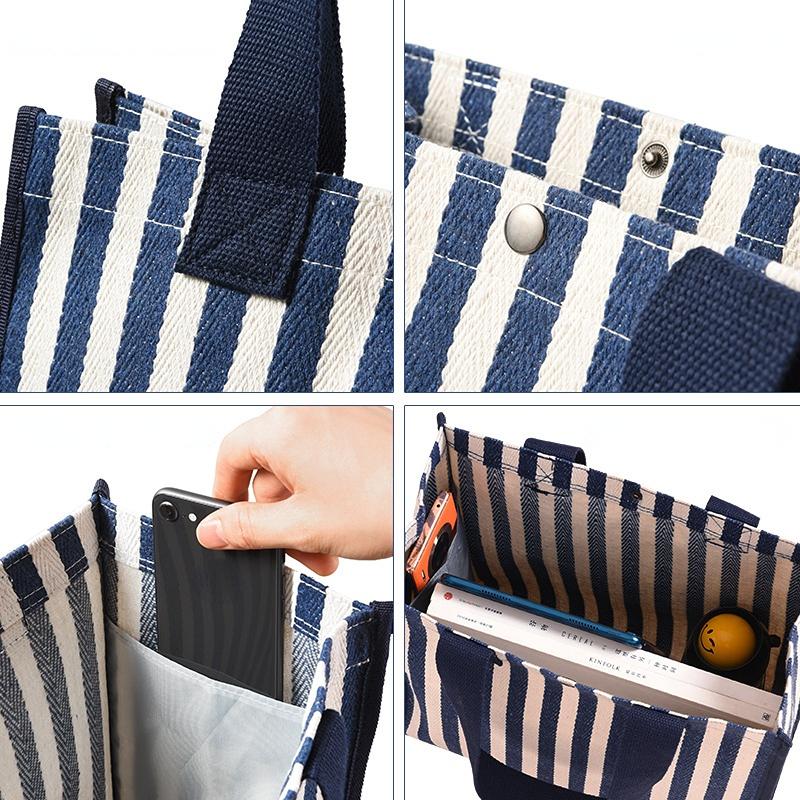 Geanta de mana pentru dama Geanta de mana cu dungi casual Geanta de panza de mare capacitate Geanta de umar usoara