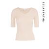 ELLASSAY Women's Mulberry Silk V-neck Short Sleeve Knit Top