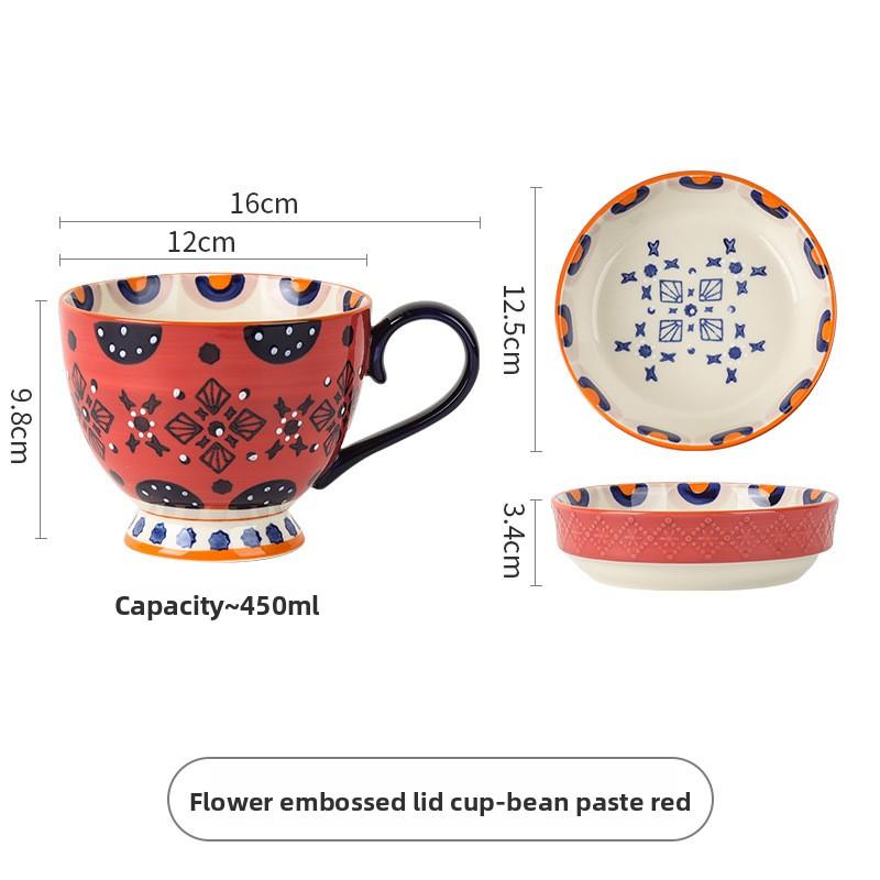 

Porcelain Underglaze Mug Large Capacity Office Cup Creative Drinking Cup for Couples 450ml