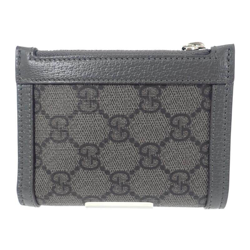 Gucci 760238 Bifold Wallet Gray GG Supreme Canvas/leather Mens