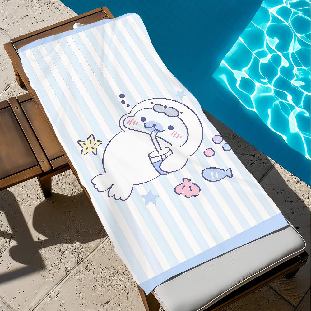 Kawaii Cartoon M-Mamegoma-a Towel Large Quick-Drying Microfiber soft Beach Towel for Travel Fitness Sauna Bathing Camping