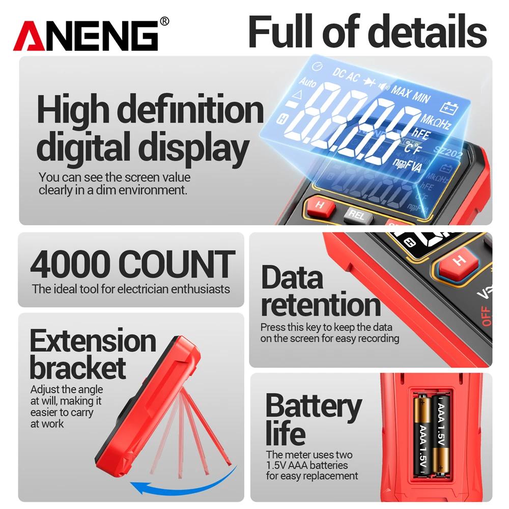 ANENG SZ202 Digital Multimeter Tester Tools 1999 Counts Buzzer AC/DC Voltage Tester 10A Current Meter Resistance Capacitor NCV