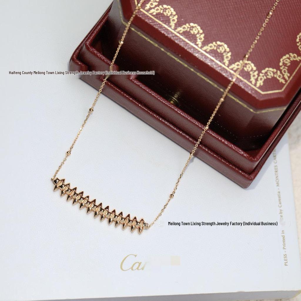 Gold Bullet Rivet Necklace with Star Clavicle Chain - Fashionable Pendant for Women