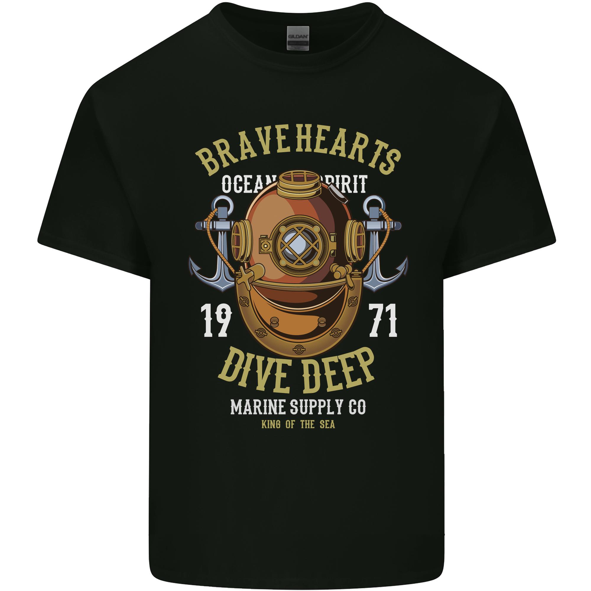 Brave Hearts Dive Deep Scuba Diving Diver Unisexs Light Cotton TShirt S