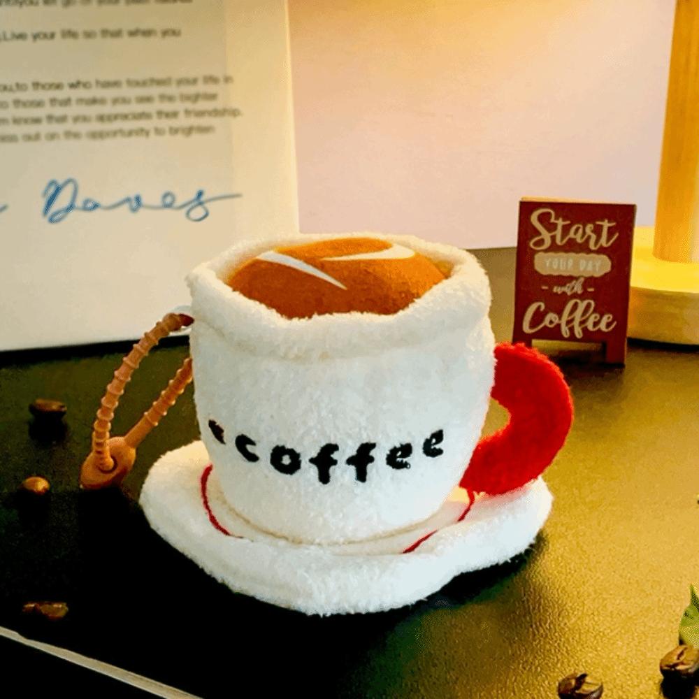 Afternoon Tea Series Coffee Keychain Simulation Coffee Cup Plush Doll Hanging  Kids белый