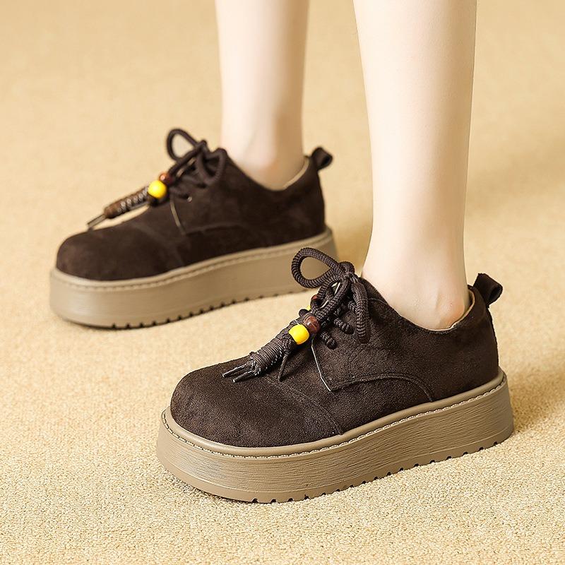 

Casual fashion retro trendy with platform women s autumn trendy small man heightening loafer single shoes women 40 темно-коричневого кольору
