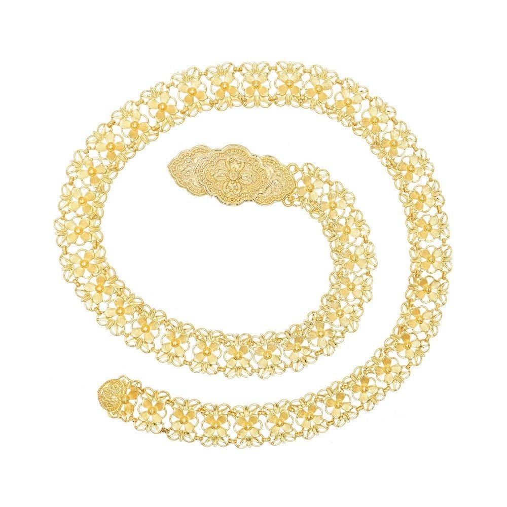 Metal Ethnic Style Belt Silver Dance Dress Belt Chains Flower Metal Waist Chain  Festival Accessory