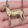 Fashion Vintage 2 Colors 41x41mm Steed Horse Pendant Necklace For Women Men Long Chain Necklace Jewelry Accessories