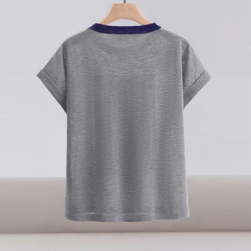 Women's Elephant Embroidery Knit T-shirt