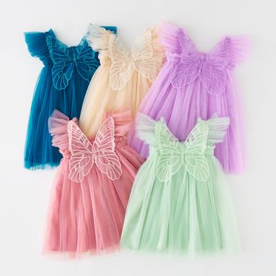 New Children's Gauze Dress Butterfly Wings Princess Dress Girls Flying Sleeve Slip Dress Baby Pompadour Dress Dress