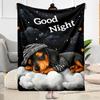 Rottweiler Moonlit Journey Flannel Blanket,Lightweight,Office Blanket,Sofa Blanket,Comfortable Blanket