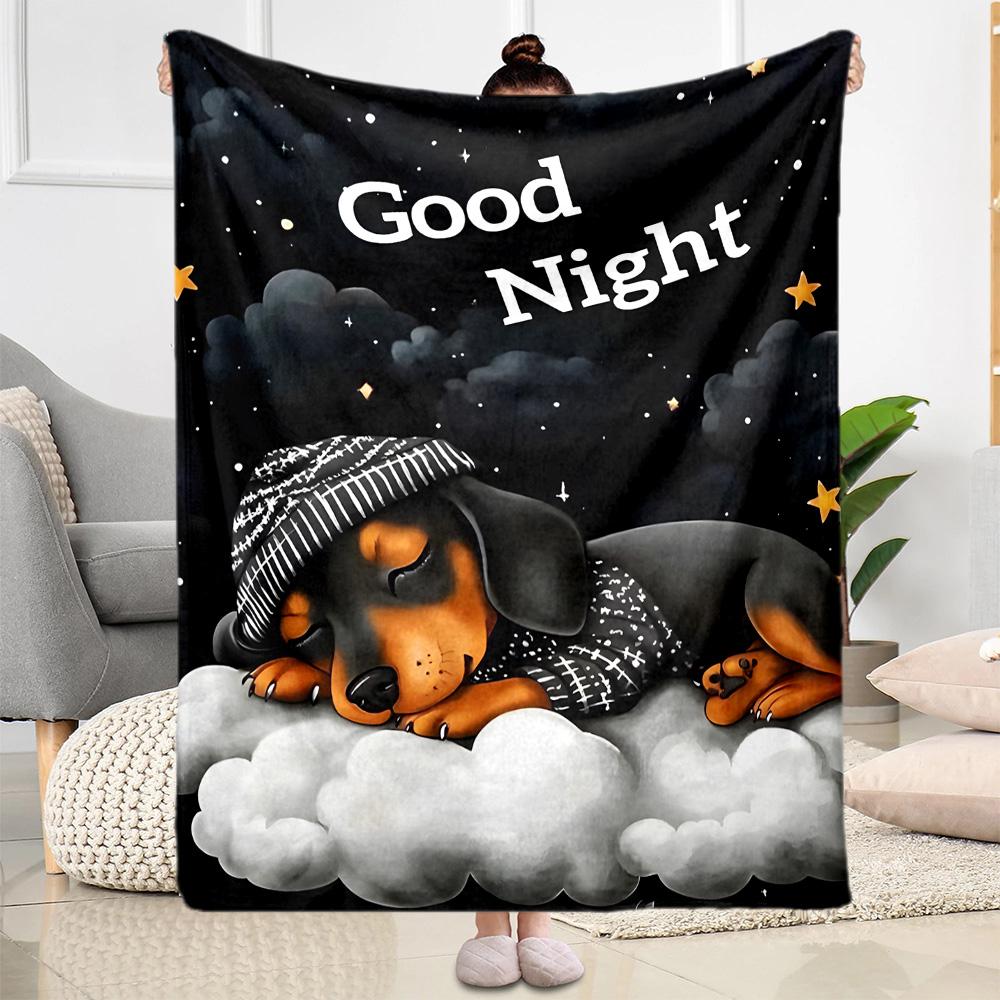 Rottweiler Moonlit Journey Flannel Blanket,Lightweight,Office Blanket,Sofa Blanket,Comfortable Blanket
