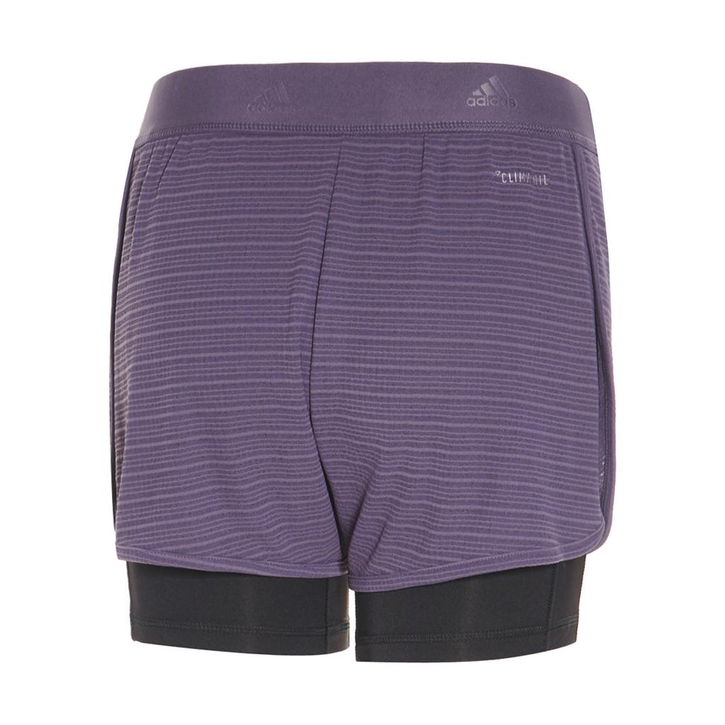 Adidas 2 In 1 Solid Color Comfortable Casual Elastic Sports Shorts Women Shorts Purple CD3079