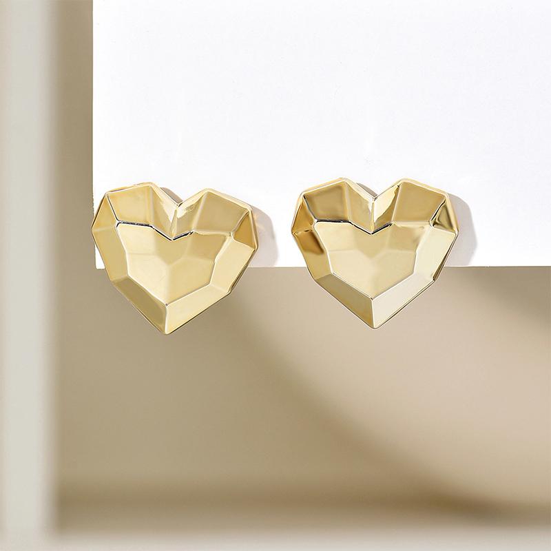 

1 пара винтажных милых сережек-гвоздиков в форме геометрического сердца конфетных цветов, граненые серьги-гвоздики в форме сердца для женщин, ювелирный подарок, аксессуары