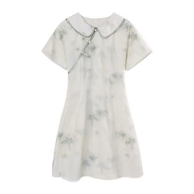 Luxiangnan 2025 Summer New Chinese Style Mint Green Cheongsam Dress
