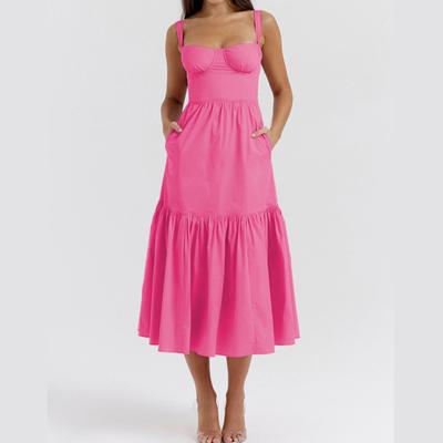Women's Spring And Summer New Sweet And Spicy Style  Solid Color A Swing Floral Cake Dresses