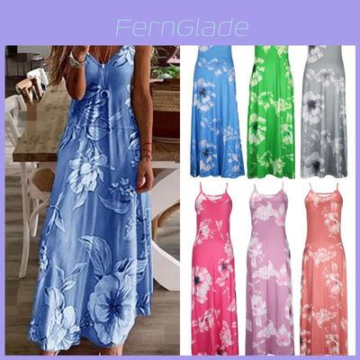 Women's Oversized Floral Printed Sleeveless Maxi Dress For Summer Holidays