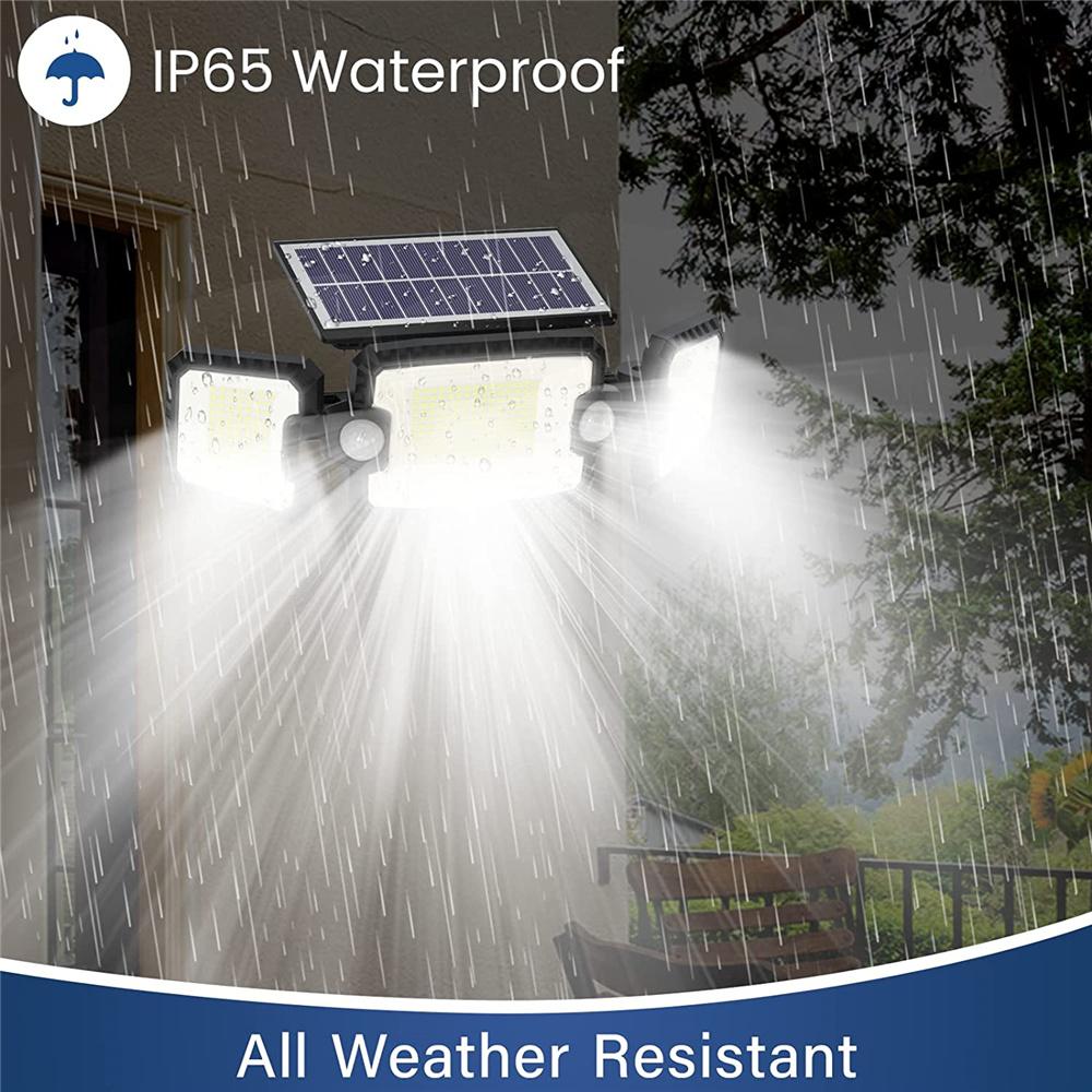 Solar Outdoor Light IP65 Waterproof 2 Motion Sensors Floodlight 7300LM 305 LED Adjustable Garden Yard Garage Security Spotlight