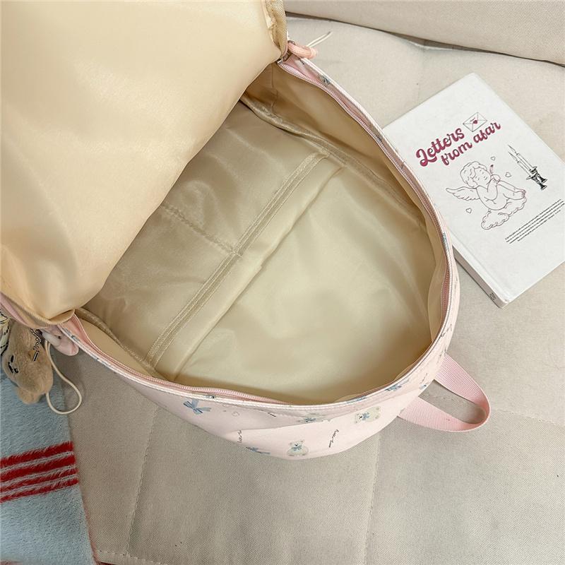 Niedlicher Rucksack mit Bärenaufdruck für Damen und Mädchen, Modischer Tagesrucksack für Schule und Reisen mit mehreren Taschen