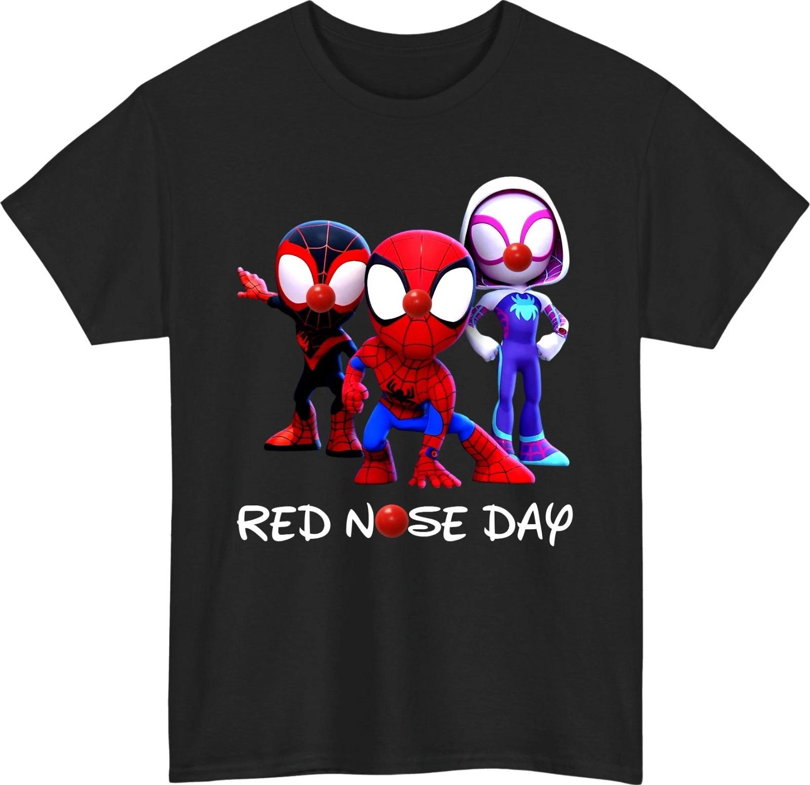 Red Nose Day Cartoon Superhero Kid s Gift 100% Cotton T-shirt Mens Tees Top, Cartoon Lover GIft Tee XL