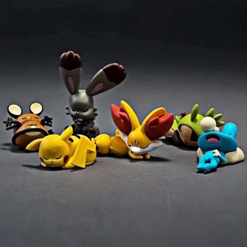 Sleeping Pokemon Action Figure Cup Pocket Monster Pikachu High Quality Toys Dedenne Fennekin Bunnelby Lucario Mudkip Squishy Tiny Figure