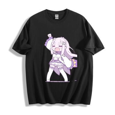Re:Zero Emilia Chibi T-Shirt - Hair Maid Uniform Cheer Pose Design Unisex Tee