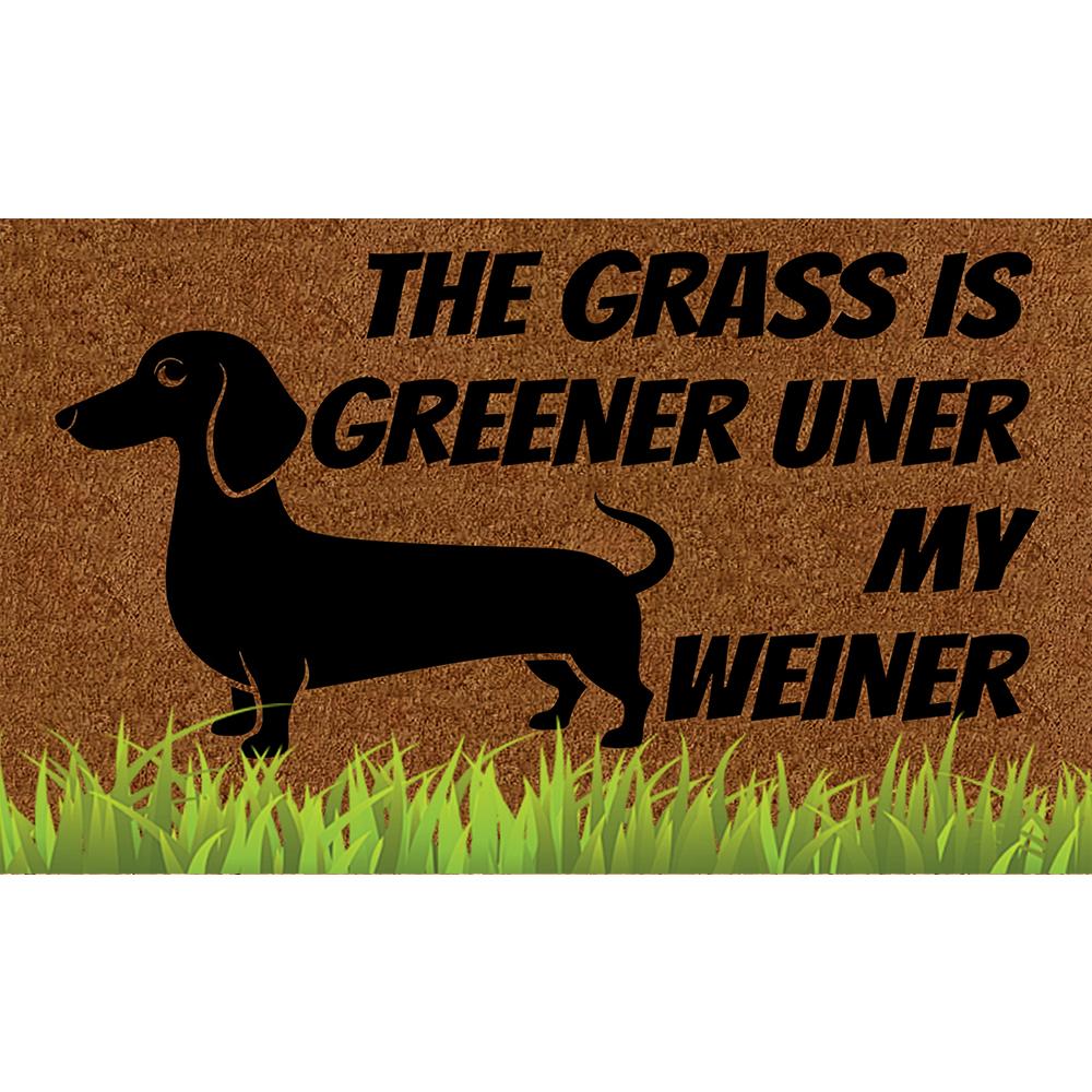 Het Gras Is Groener Onder Mijn Weiner Deurmat Buiten Antislip Rubber voor Entree Binnen Veranda Decoratie Tapijt Hondendeurmat 90cmx60cm