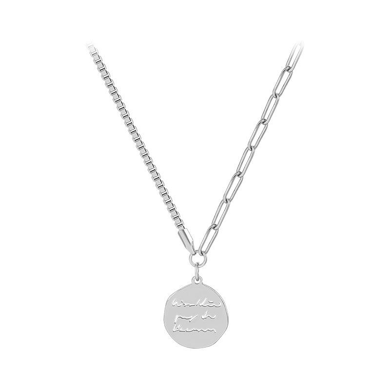 

Stainless Steel Sanskrit Letter Pendant Necklace Fashion Design Sense Non-Fading Necklace Women Cold Wind Collarbone Chain