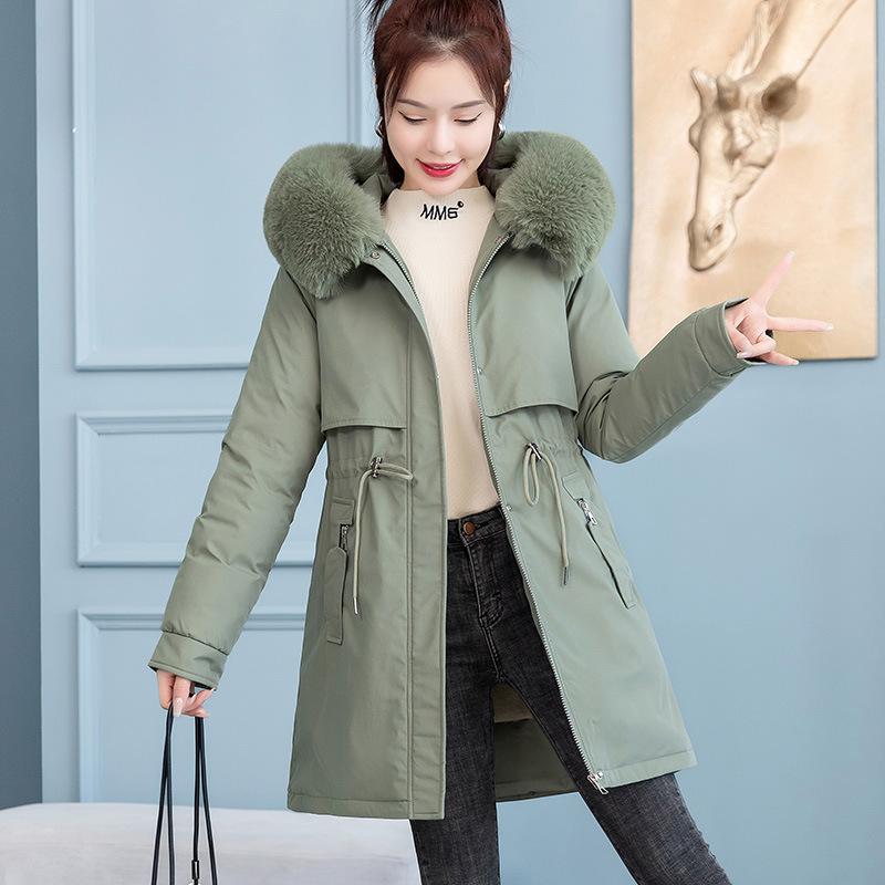 

Средний и Длинный Годовой Новый Бархатный Пирог Преодолевает Пуховик Талия Вниз Пуховик Зимнее Пальто 3XL зелёный