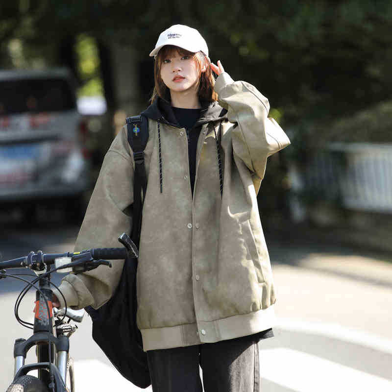 

Ретро кожаная куртка пальто из двух частей для женщин новая универсальная свободная модель маленький топ 3XL