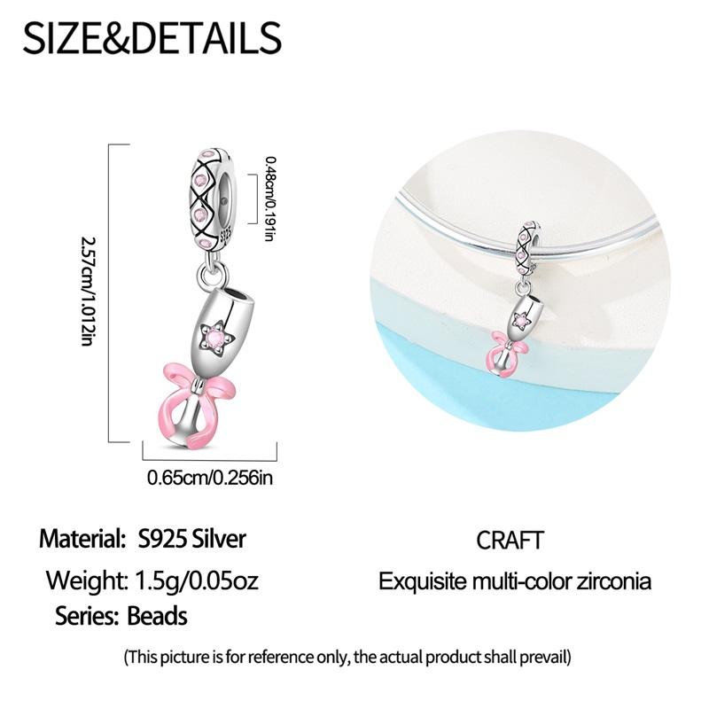 New Original Charms Beads Copper Pink Bow Wine Glass Slightly Intoxicated Pendants For Woman Romantic Diy Jewelry