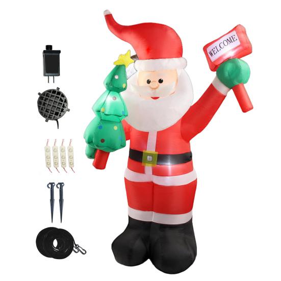 Inflatable Christmas Snowman Outdoor Decoration with LED Light Large Blow Up Snowman with Black Hat for Outside Yard Garden Lawn Party Decor