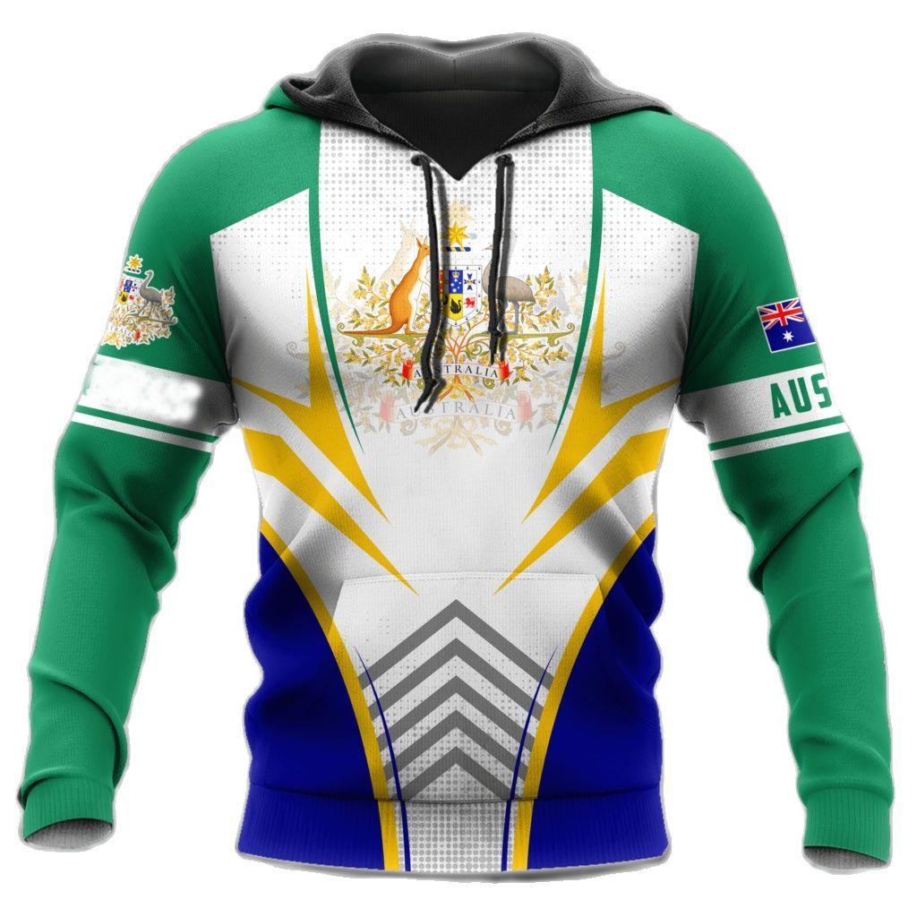Jesienne bluzy z kapturem z nadrukiem flagi Australii 3D Modne Casualowe Sportowe z Długim Rękawem Męskie Bluzy z Kapturem
