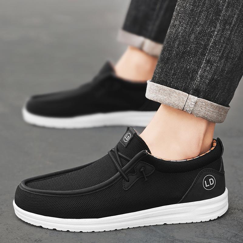 Men Canvas Shoes Black Driving Shoes Casual Grey Wide Head Cloth Shoes for Farther Plus Size Lightweight