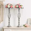 T02C!2 Pcs Crystal Flower Stand Wedding Centerpieces For Tables, Tabletop Metal Flower Vase For Wedding Party Dinner Event