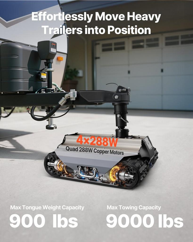 Electric Trailer Mover, 4082 Kg Max Towing Capacity, Remote-Controlled Trailer Mover with 100 M Wireless Range, Motorised Camper Trolley Kit Fits for