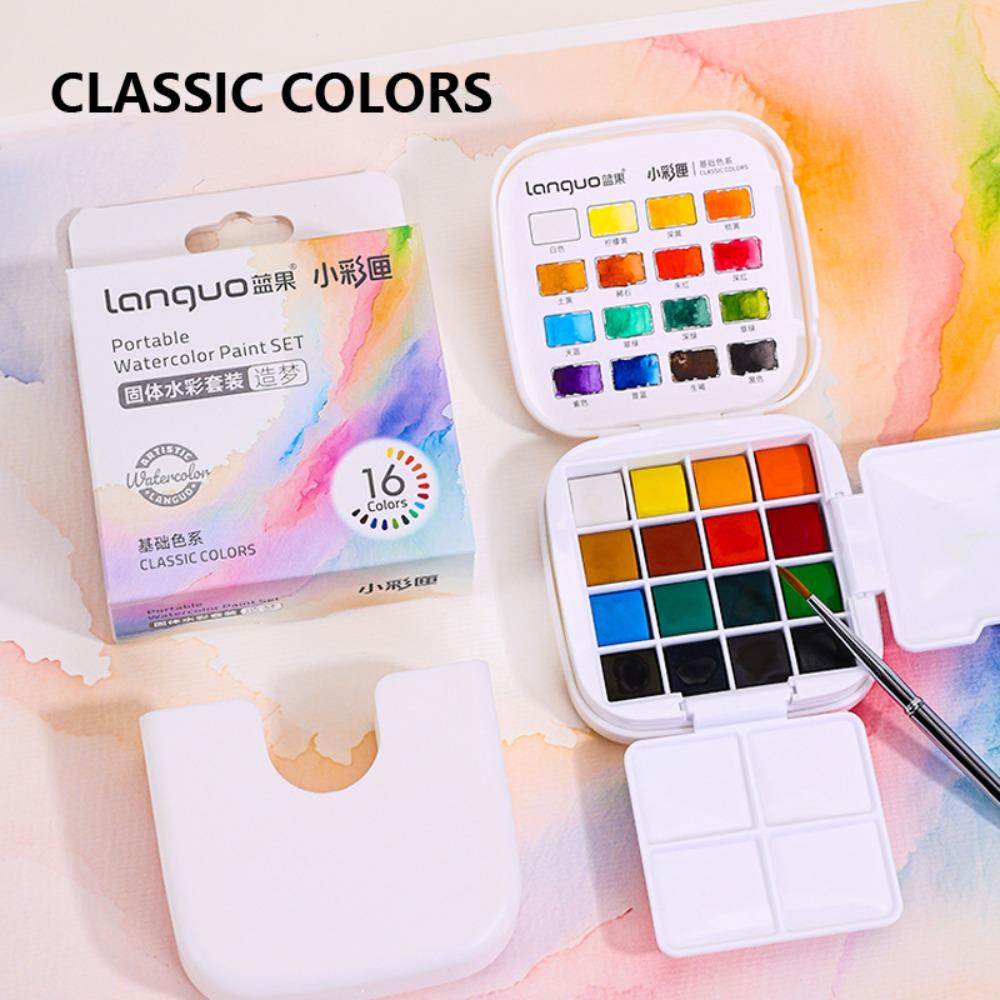 16 Colors Watercolor Sets Mini Painting Pigments  for Art Drawing Sketching