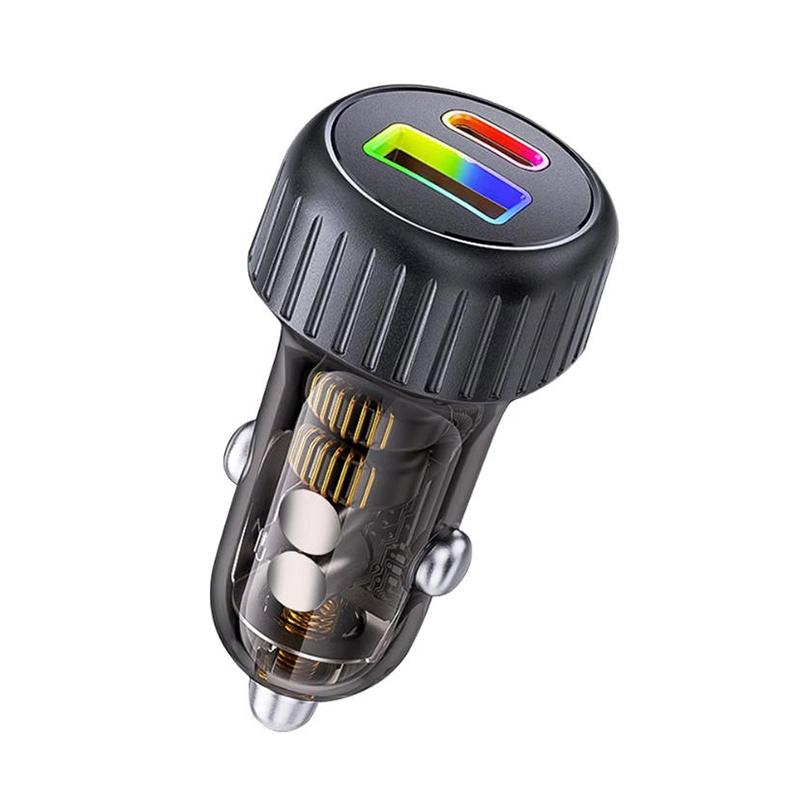 

new Elough 60w Usb/type C Dual Port Car Charger Fast Charging 2 In 1 Car Cigarette Lighter Conversion Plug Car Charger