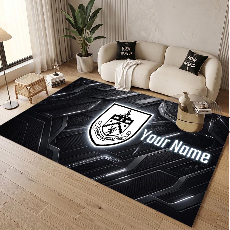 Personalized Crystal Velvet Carpet Burnley Football Pattern Non Slip Floor Rug