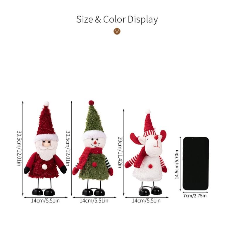 Weihnachtsthema Hüpfende Federbasis Schneemann Weihnachtsmann Ornament Für Feiertagstischplatte Regal Dekoration Set