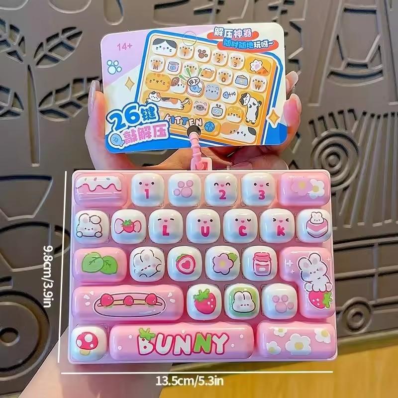Cute Stress-Relief Portable Simulated Keyboard Keychain Animal Diary Desktop Decoration Student Bag Pendant Toy Creative Gift