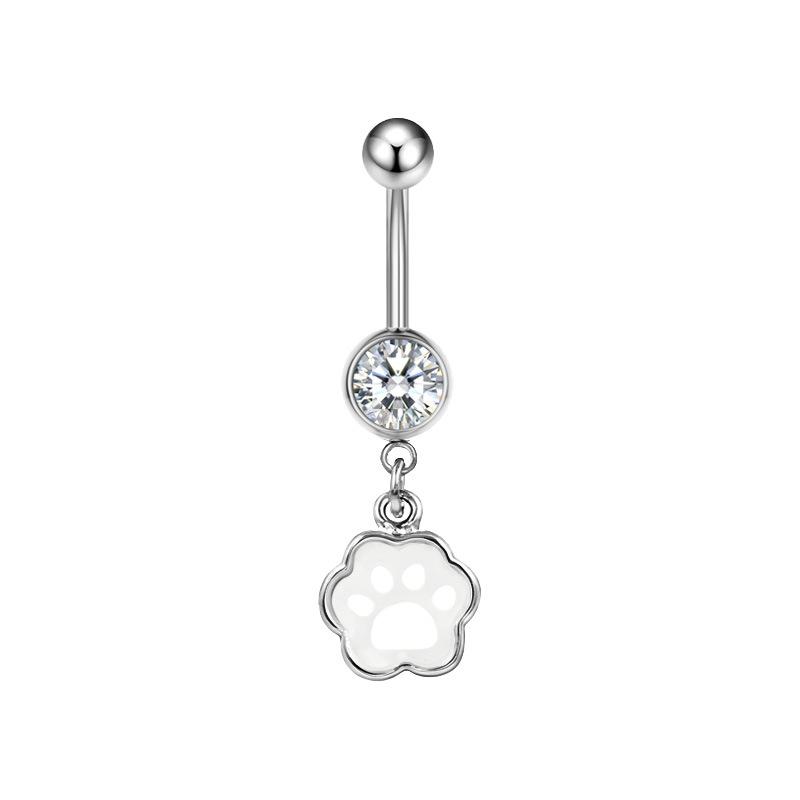 Simple Fashion Zircon Navel Ring Lady's Personalized Piercing Jewelry Heart Shaped Belly Button Ring Accessories