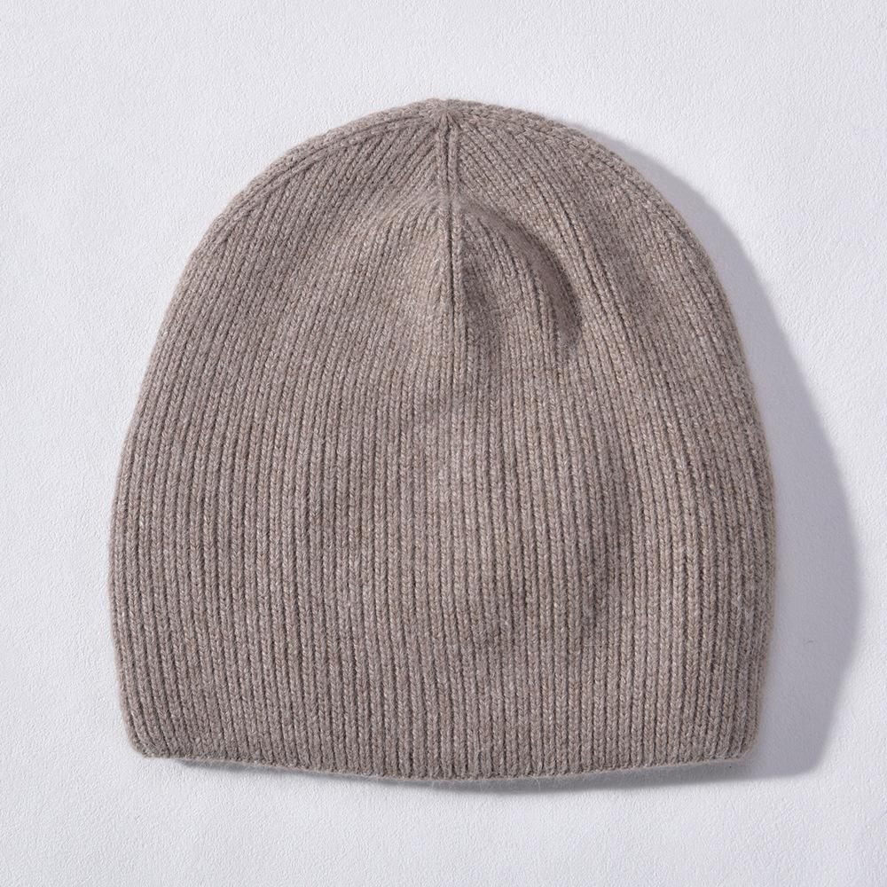 Solid Color Striped Cold Hat Knitted Hat European and American Fashion Rabbit Velvet Men and Women Simple and Versatile Soft Waxy Warm Wool Hat