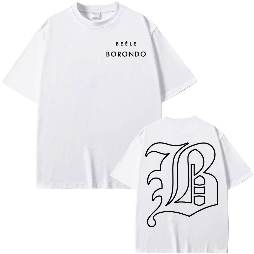 2025 Rapper BEELE Borondo Logo 100 Pure Cotton Printed Leisure Tshirt Men Women Fashion High Quality Crewneck Tops Fashion Y2k