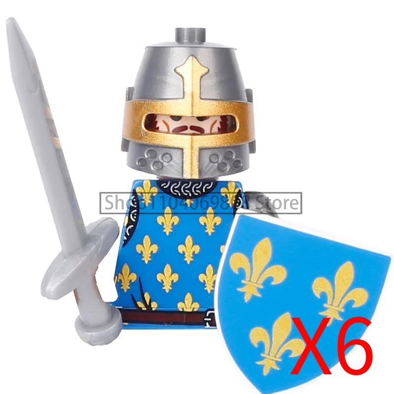 MOC Medieval Military Figures Building Blocks Castle Militia Soldier Dragon Gothic Knight Helmets Swords Shield Bricks Toys N06