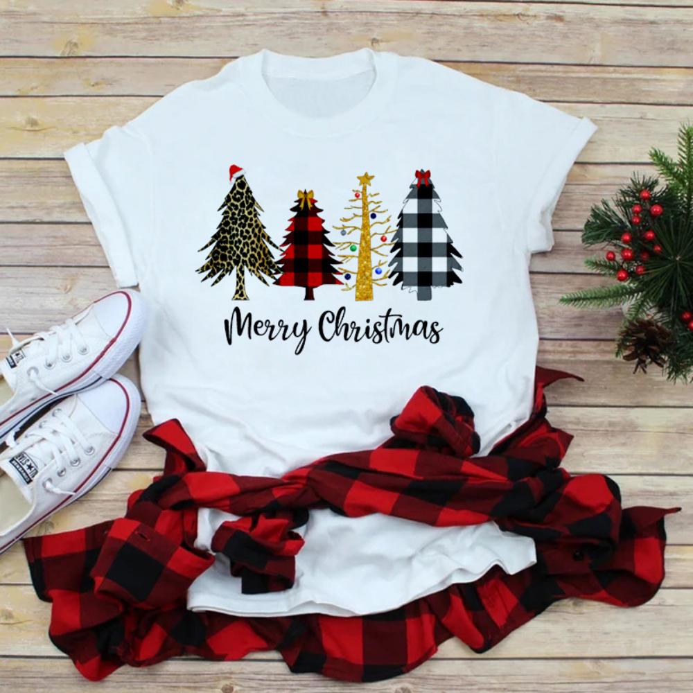 

Shiny Christmas Tee Tshirt Merry Christmas Print Women TShirt Durable Oversize Casual Tshirt Festival Decor Streetwear 4XL