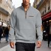 Men's Casual Oversized Solid-Color Outdoor Small Check Stand-Up Collar Half-Zip Sweatshirt