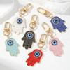 Retro Ethnic Style Personality Totem Hand Keychain  Zircon Hand Blue Eye Bag Car Airpods Case Key Accessories